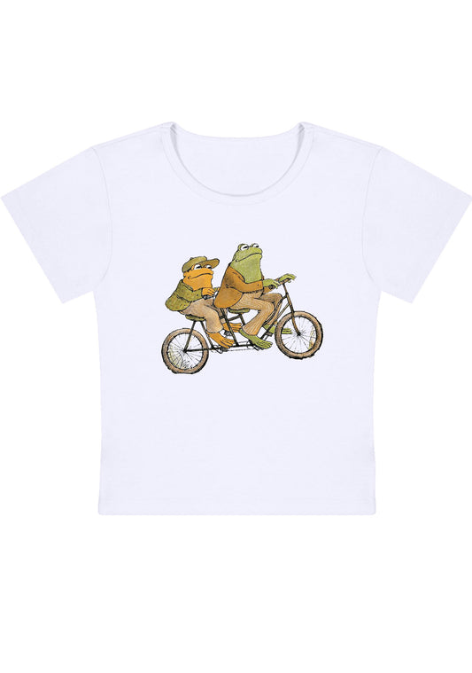 Frogs Ride Bike Y2K Baby Tee