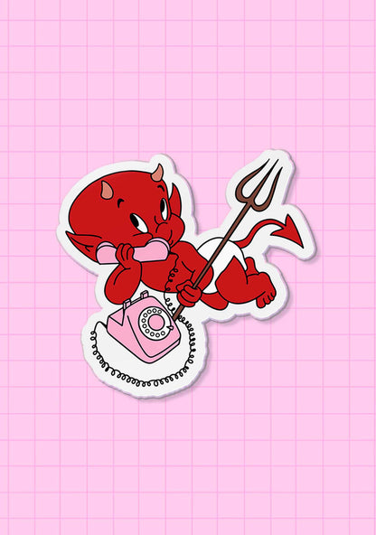 Little Devil On The Phone 1Pc Y2K Pin Cherrykitten