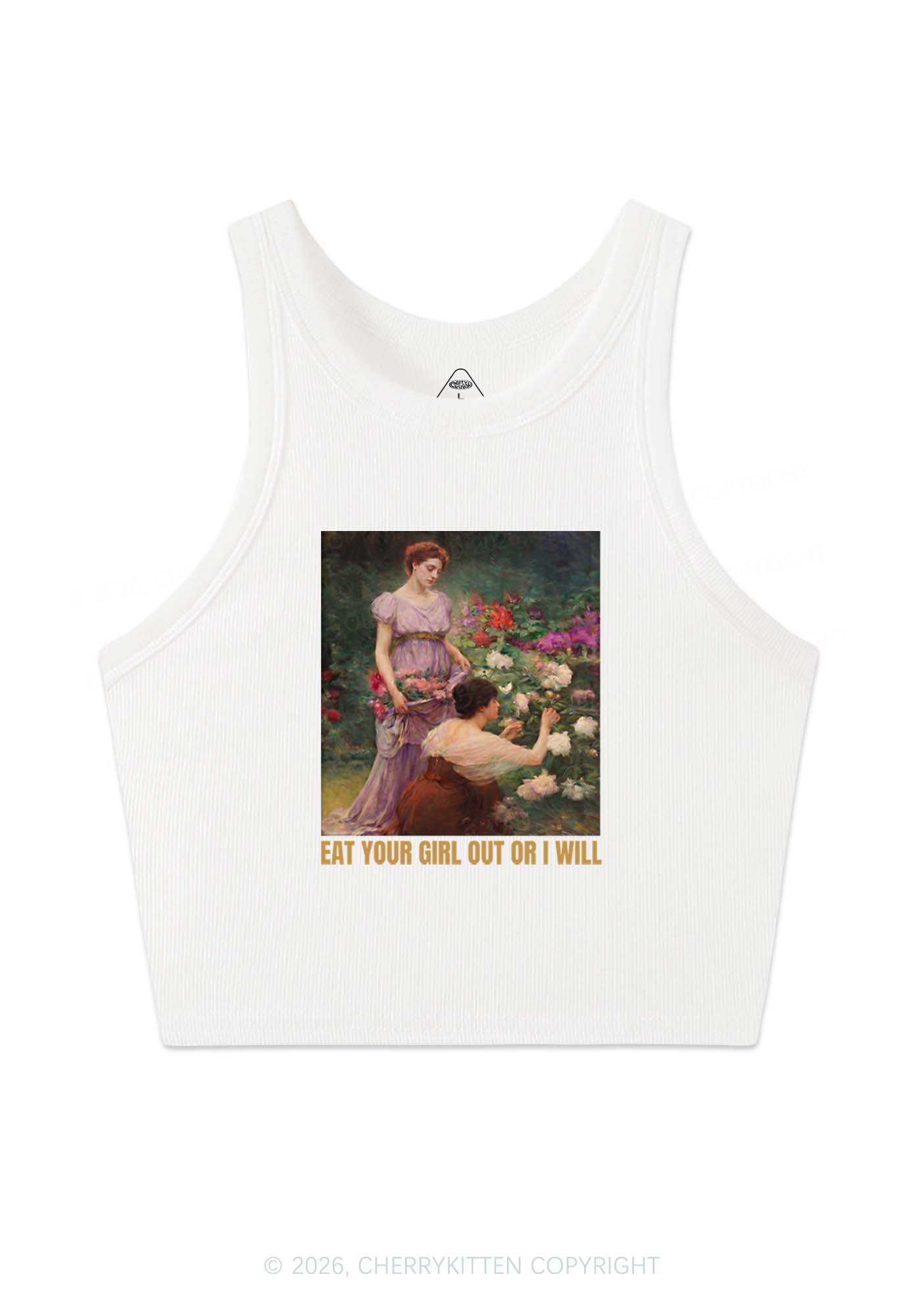 Eat Your Girl Out Painting Pride Y2K Crop Tank Top Cherrykitten