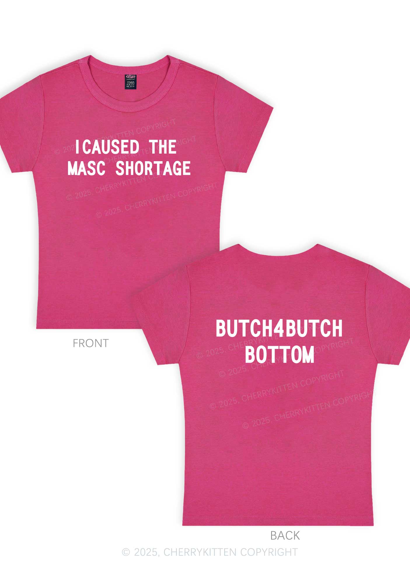 Masc Shortage Two Sides Pride Y2K Baby Tee Cherrykitten