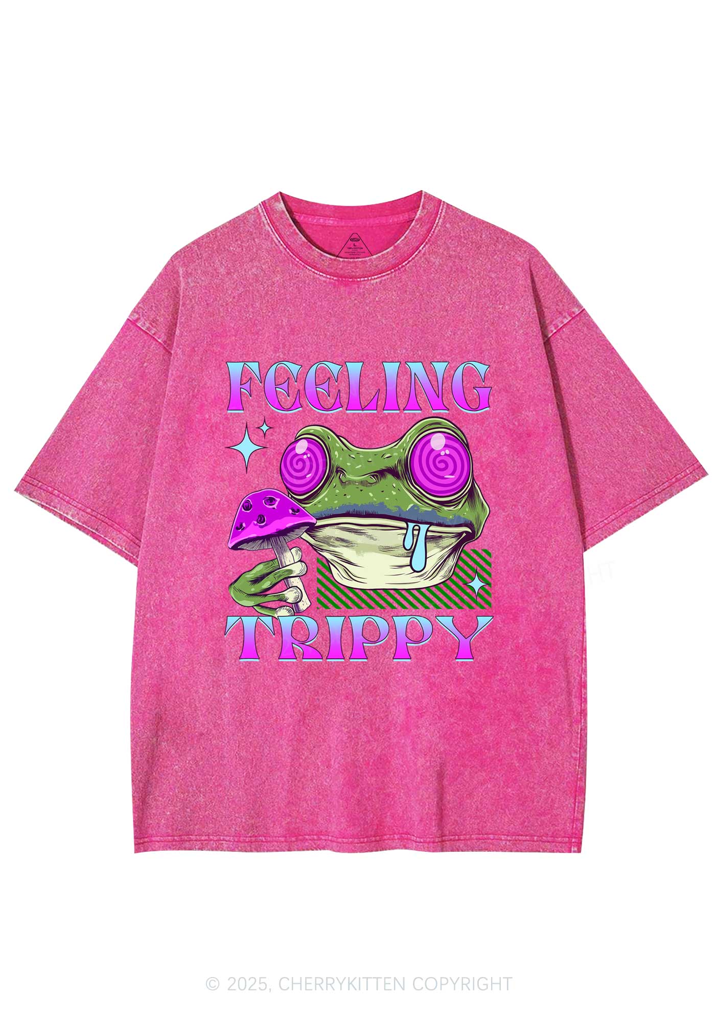 Frog Feeling Trippy Y2K Washed Tee Cherrykitten