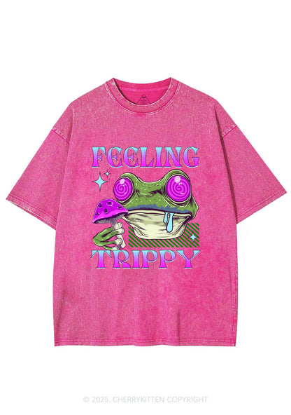 Frog Feeling Trippy Y2K Washed Tee Cherrykitten