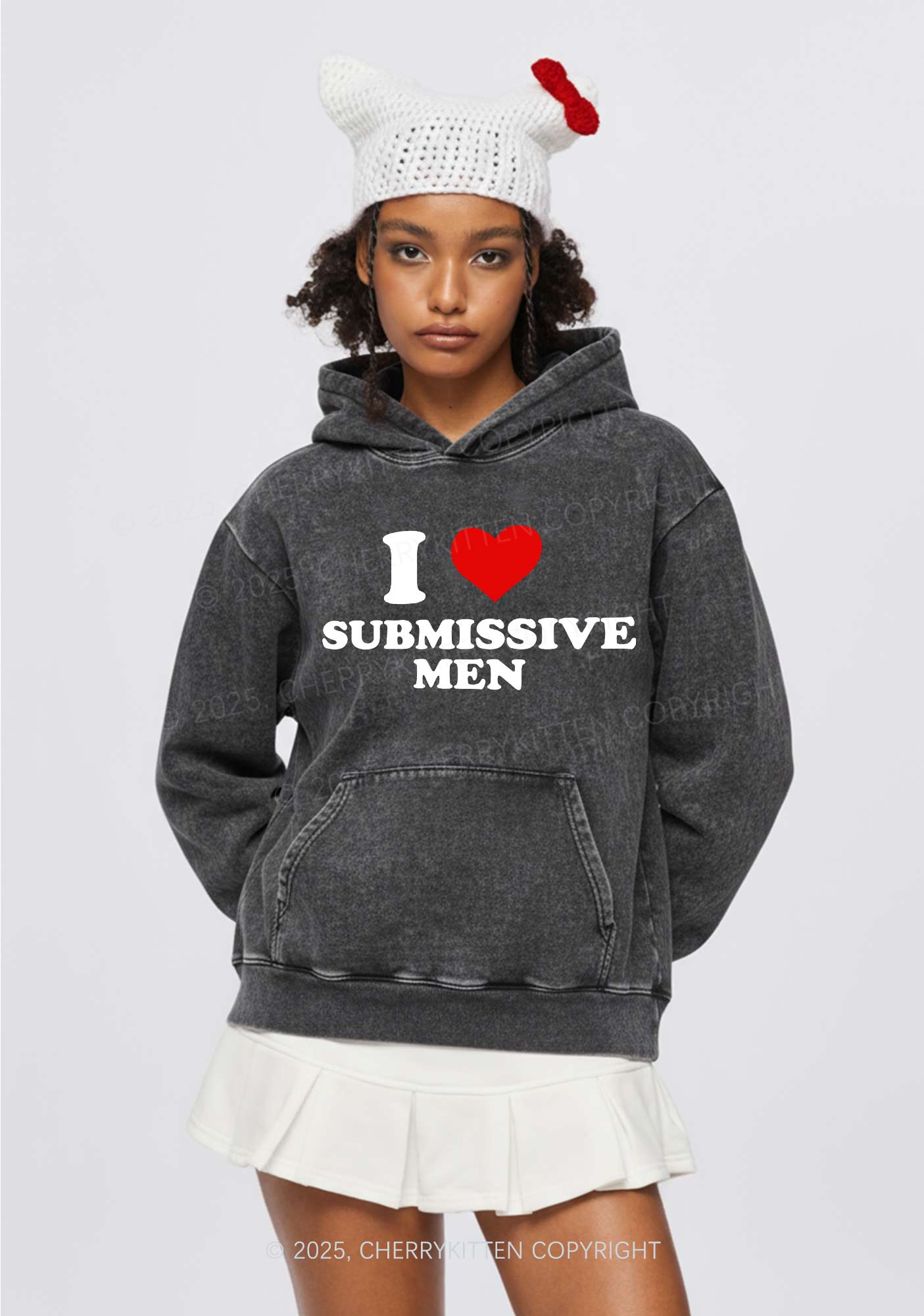 I Love S Men Y2K Washed Hoodie Cherrykitten