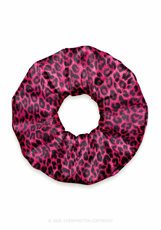 Dark Red Leopard Y2K Hair Scrunchie Cherrykitten