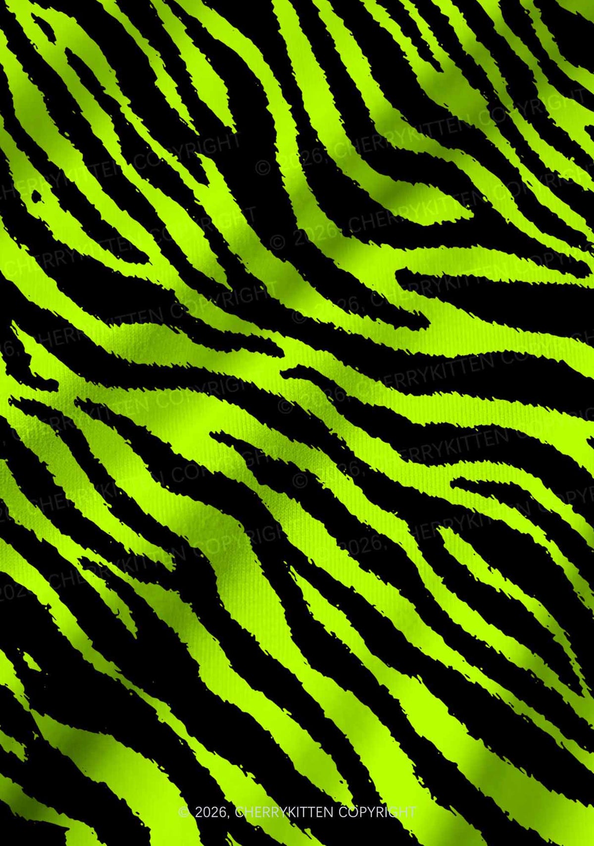 Green Zebra Y2K Print Long Sleeve Pajama Set Cherrykitten