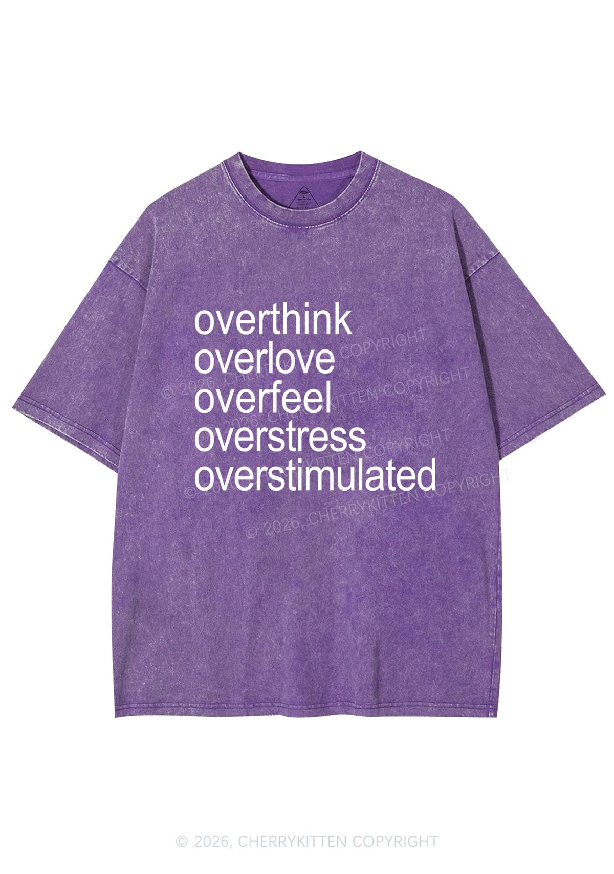 Overstimulated Slogan Y2K Shirts Washed Tee Cherrykitten