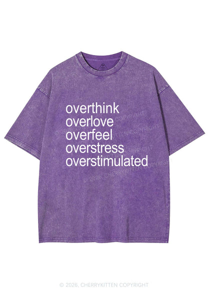 Overstimulated Slogan Y2K Shirts Washed Tee Cherrykitten