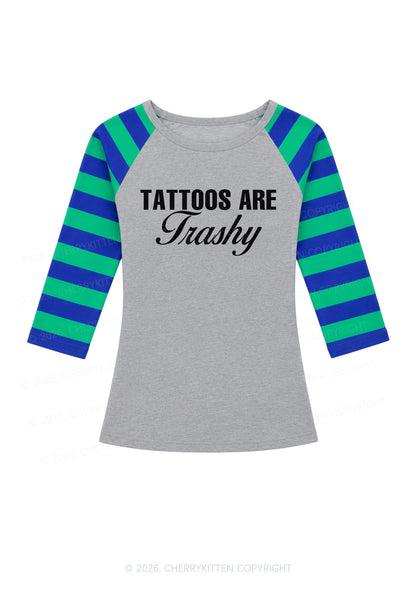 Tattoos Are Trashy Y2K Raglan Sleeve Crop Top Cherrykitten