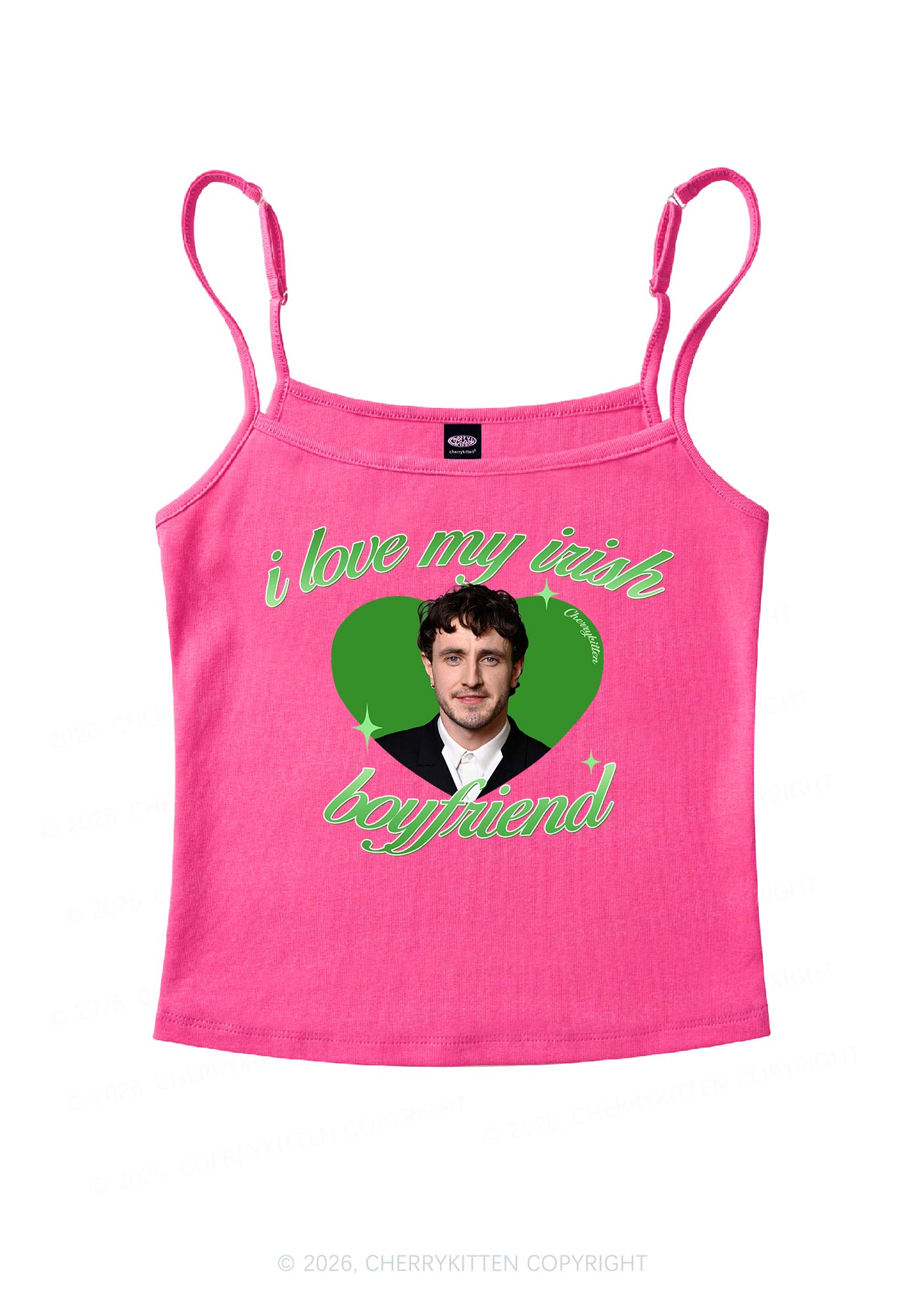 Custom Love My Irish Boyfriend St Patricks Y2K Spaghetti Strap Cami Cherrykitten