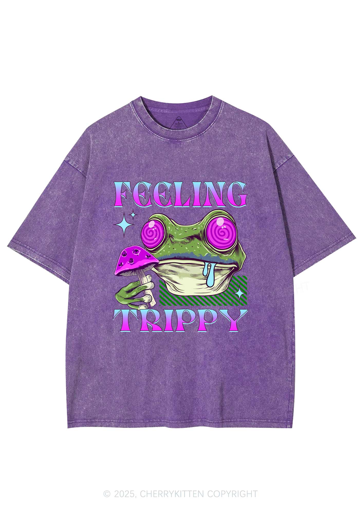 Frog Feeling Trippy Y2K Washed Tee Cherrykitten