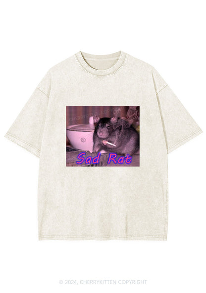 Sad Rat Y2K Washed Tee Cherrykitten