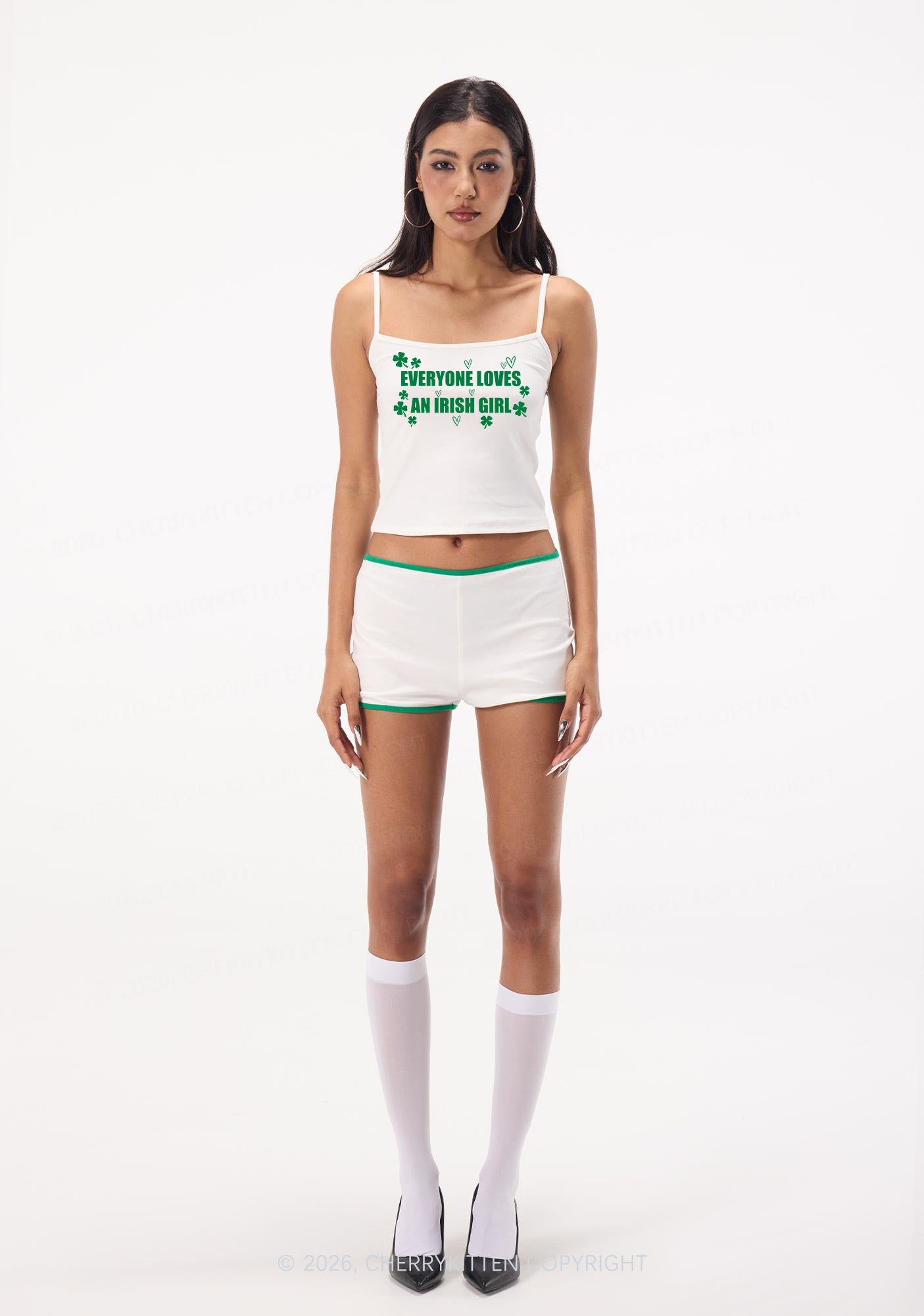Everyone Loves Irish Girl St Patricks Y2K Spaghetti Strap Cami Cherrykitten