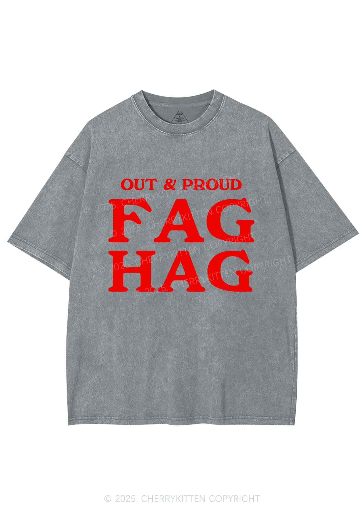 Fag Hag Pride Y2K Shirts Washed Tee Cherrykitten