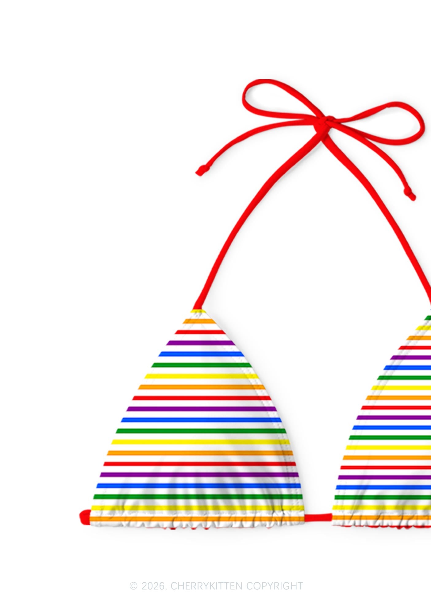 Rainbow Stripes Pride Y2K Print Bikini Set Cherrykitten
