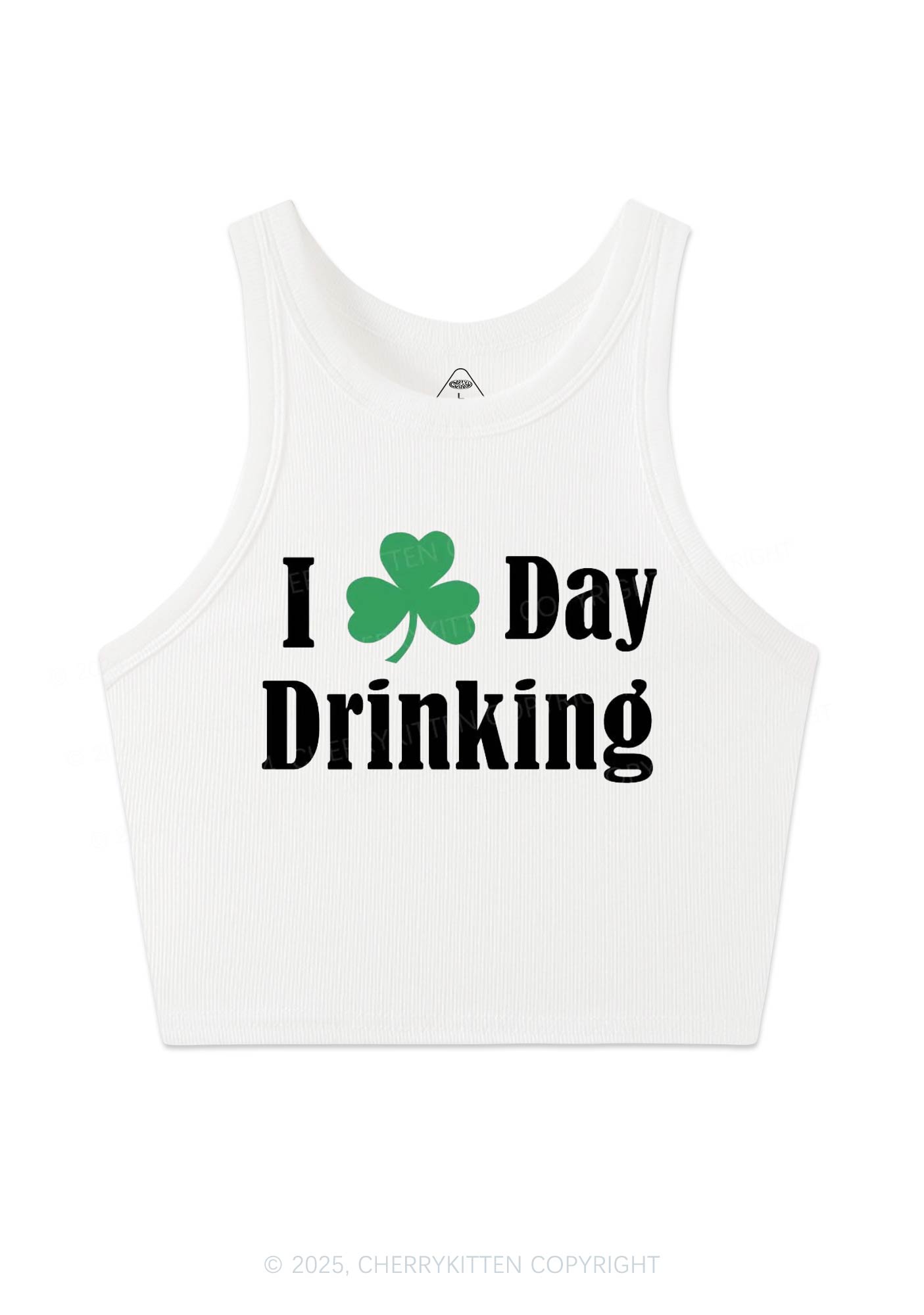 I Love Day Drinking St Patricks Y2K Crop Tank Top Cherrykitten