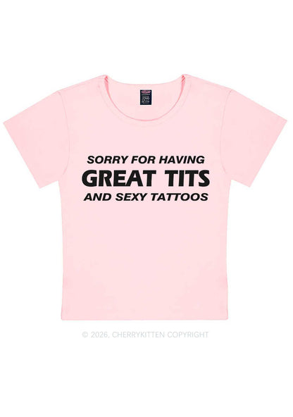 Sorry For Great Txts And Sexy Tattoos Y2K Baby Tee Cherrykitten