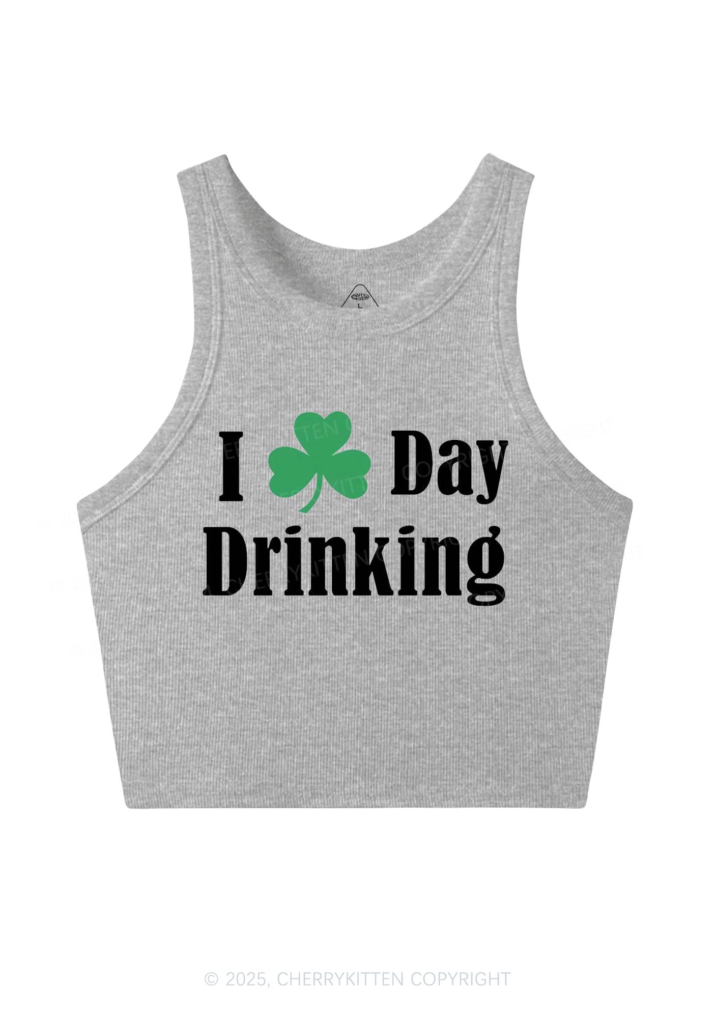 I Love Day Drinking St Patricks Y2K Crop Tank Top Cherrykitten
