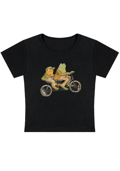 Curvy Frogs Ride Bike Baby Tee