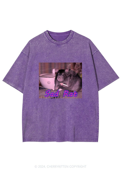 Sad Rat Y2K Washed Tee Cherrykitten