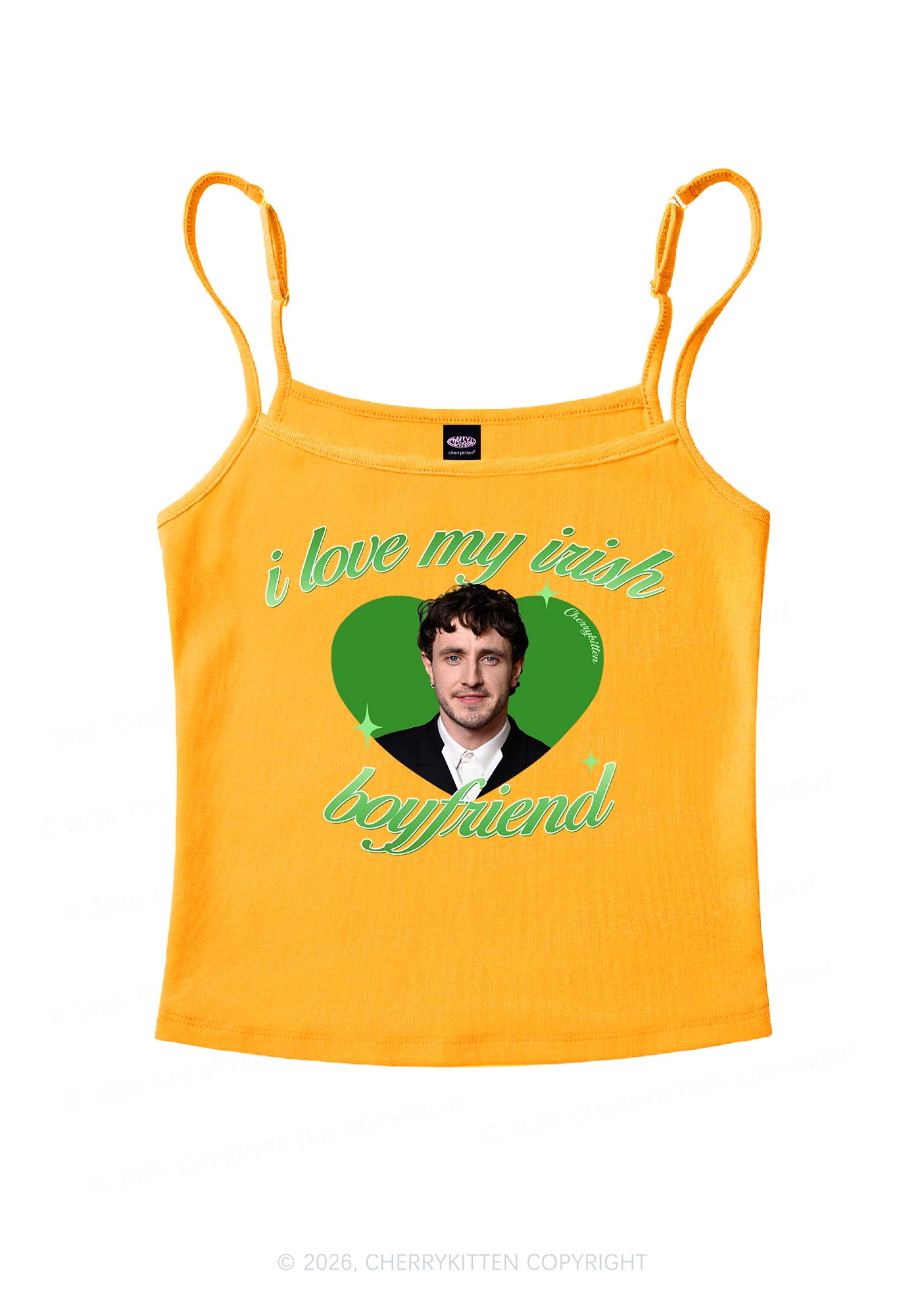 Custom Love My Irish Boyfriend St Patricks Y2K Spaghetti Strap Cami Cherrykitten