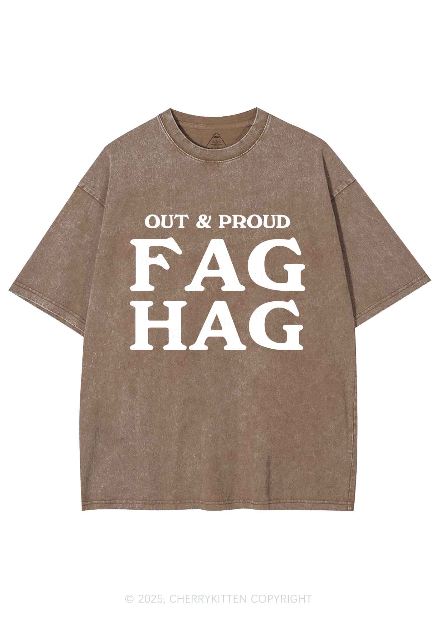 Fag Hag Pride Y2K Shirts Washed Tee Cherrykitten