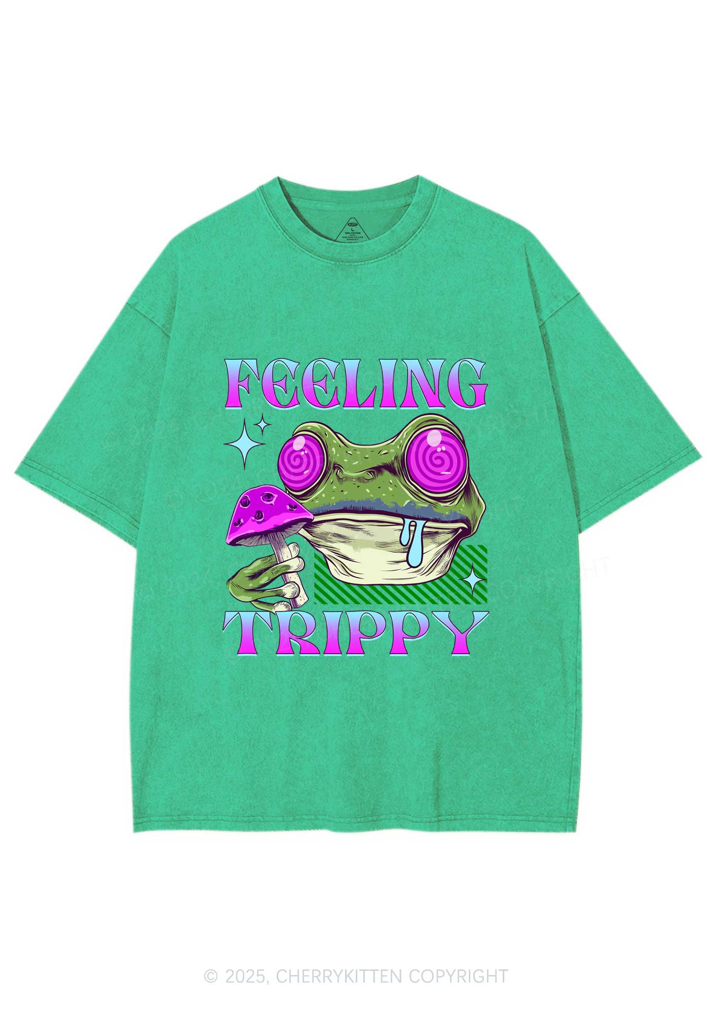 Frog Feeling Trippy Y2K Washed Tee Cherrykitten