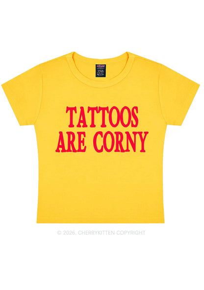 Tattoos Are Corny Y2K Baby Tee Cherrykitten