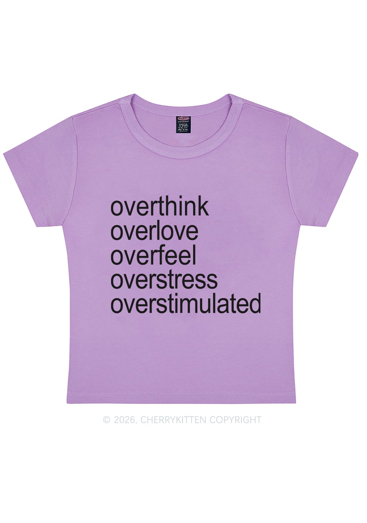 Overstimulated Slogan Y2K Baby Tee Cherrykitten