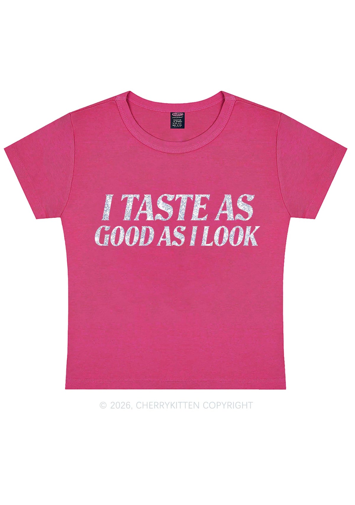 Glitter I Taste Good Y2K Baby Tee Cherrykitten