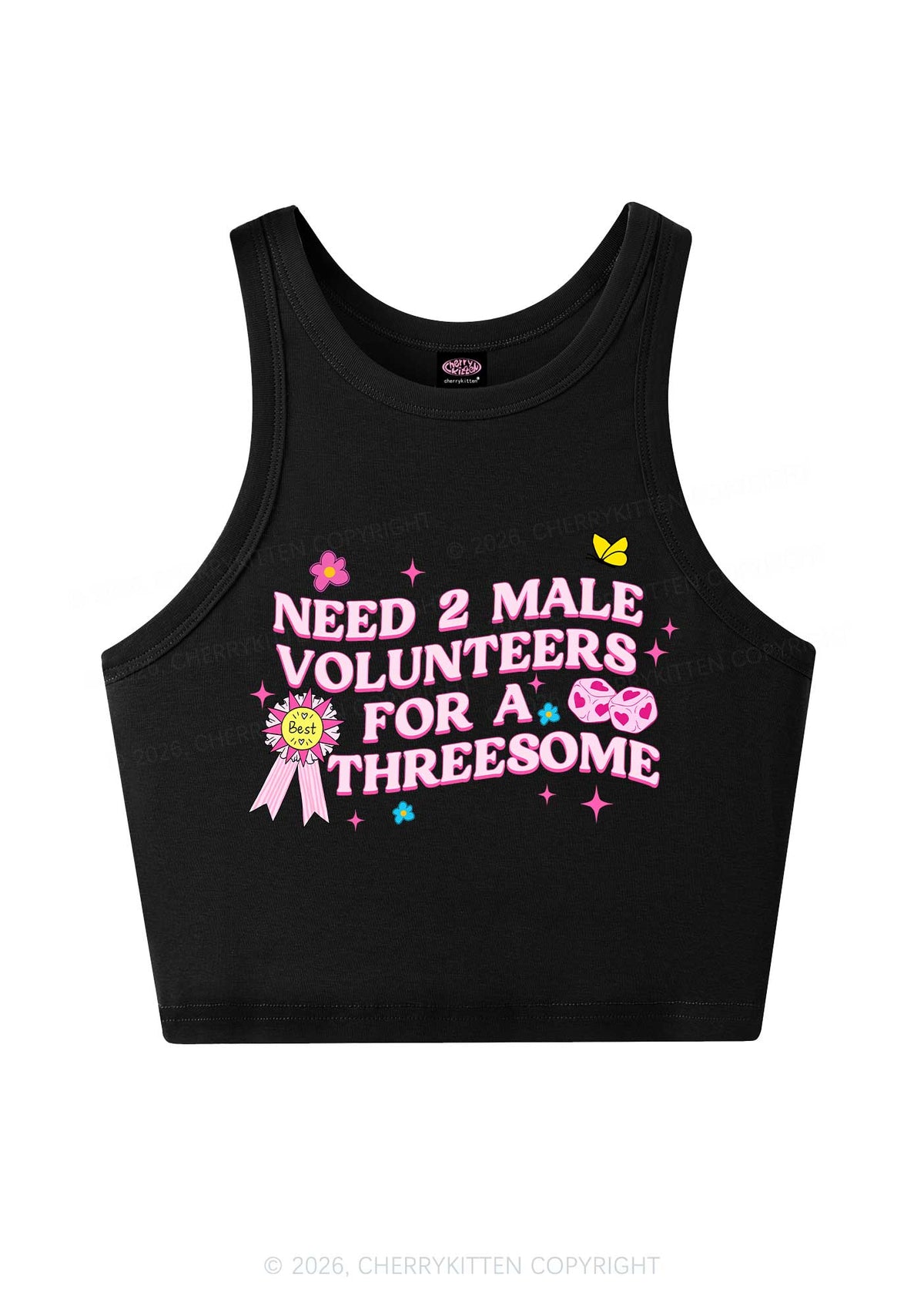 Two Male Volunteers For Threesome Y2K Crop Tank Top Cherrykitten