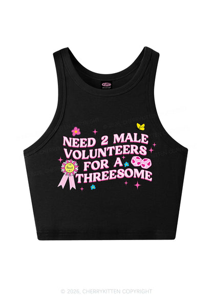Two Male Volunteers For Threesome Y2K Crop Tank Top Cherrykitten