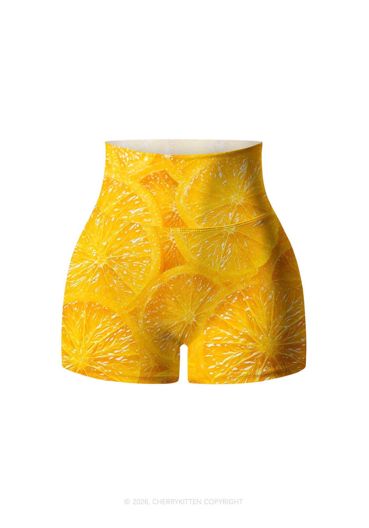 Orange Slice Y2K Print Gym Shorts Cherrykitten