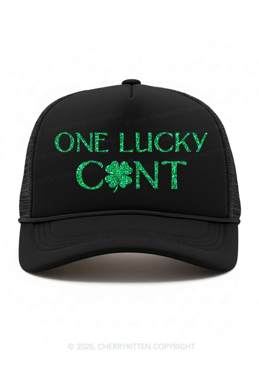 Glitter One Lucky Cxxt St Patricks Y2K Trucker Hat Cherrykitten