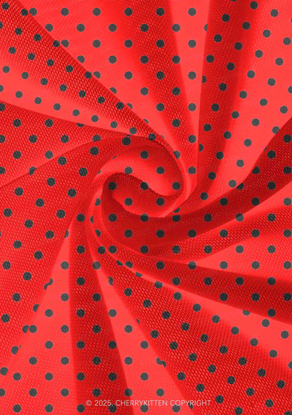 Black Dots On Red Valentine's Day Y2K Print Mini Layered Skirt Cherrykitten