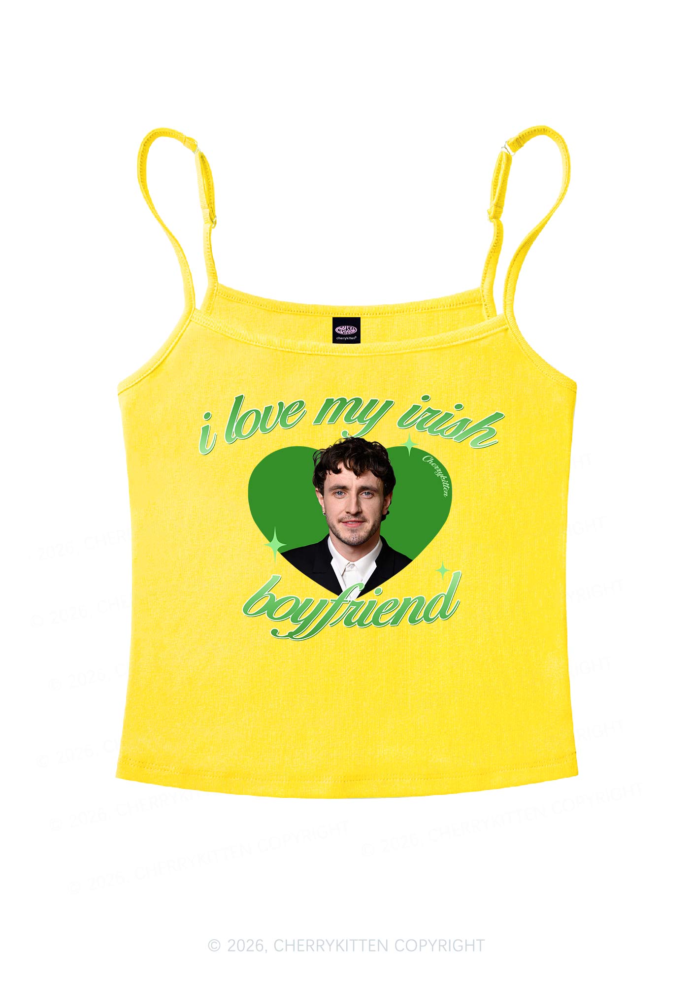 Custom Love My Irish Boyfriend St Patricks Y2K Spaghetti Strap Cami Cherrykitten