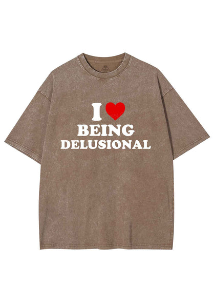 I Love Being Delusional Y2K Shirts Washed Tee Cherrykitten