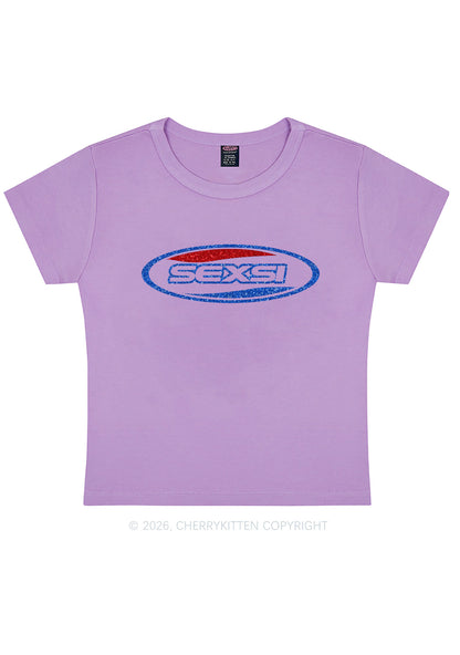 Glitter Sexsi Slogan Y2K Baby Tee Cherrykitten
