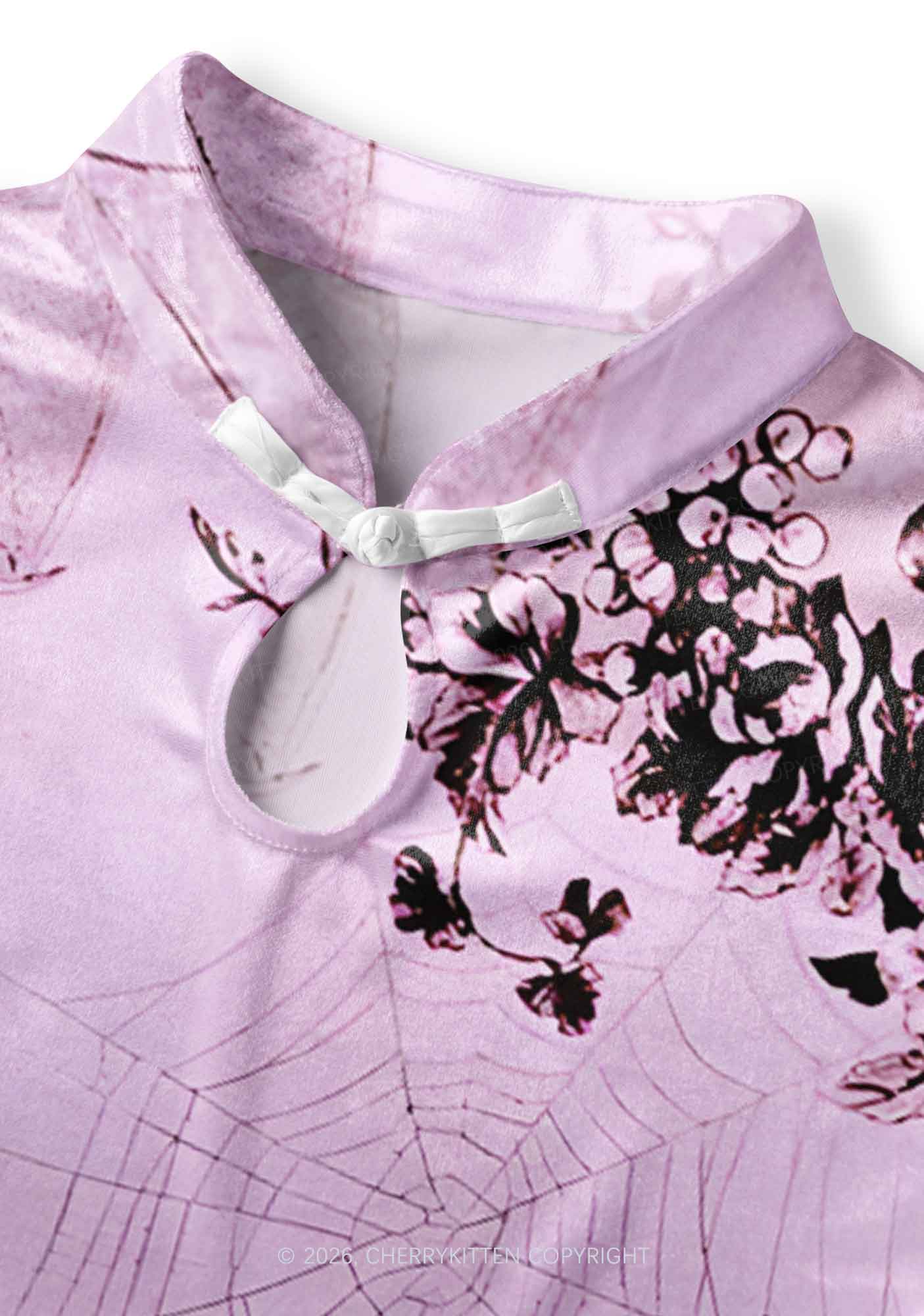 Pink Bat Y2K Cheongsam Mini Dress Cherrykitten