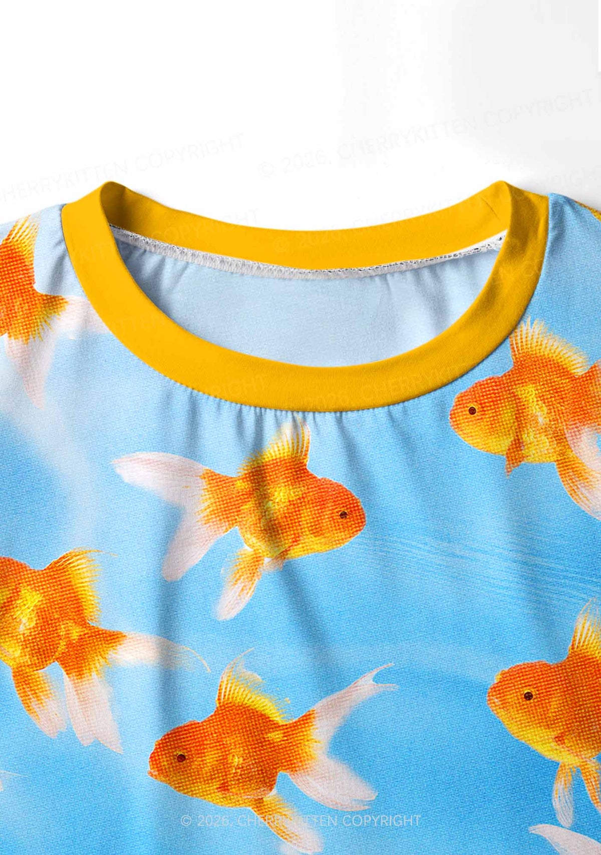 Goldfish Y2K Print Long Sleeve Pajama Set Cherrykitten