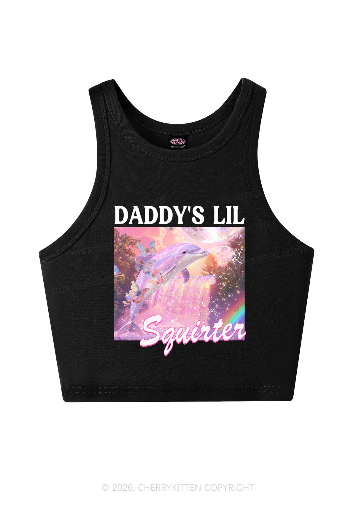 Daddys Lil Squirter Dolphin Y2K Crop Tank Top Cherrykitten