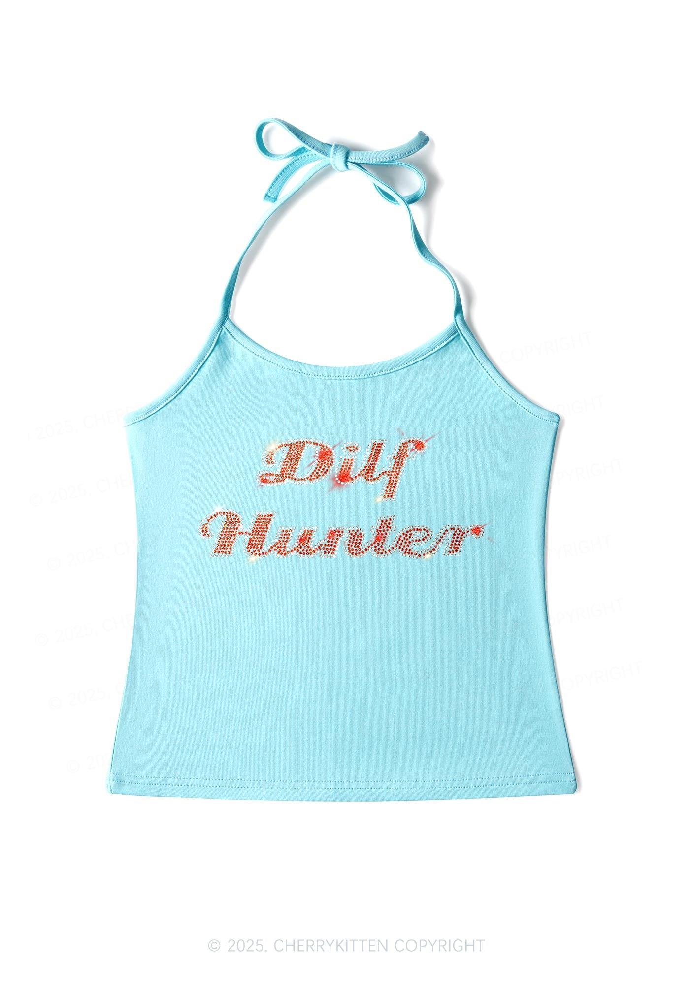 Rhinestone Green Hunter Y2K Halter Neck Cami Cherrykitten