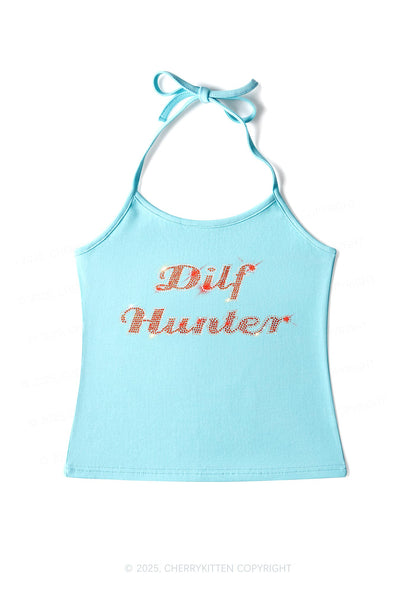Rhinestone Green Hunter Y2K Halter Neck Cami Cherrykitten