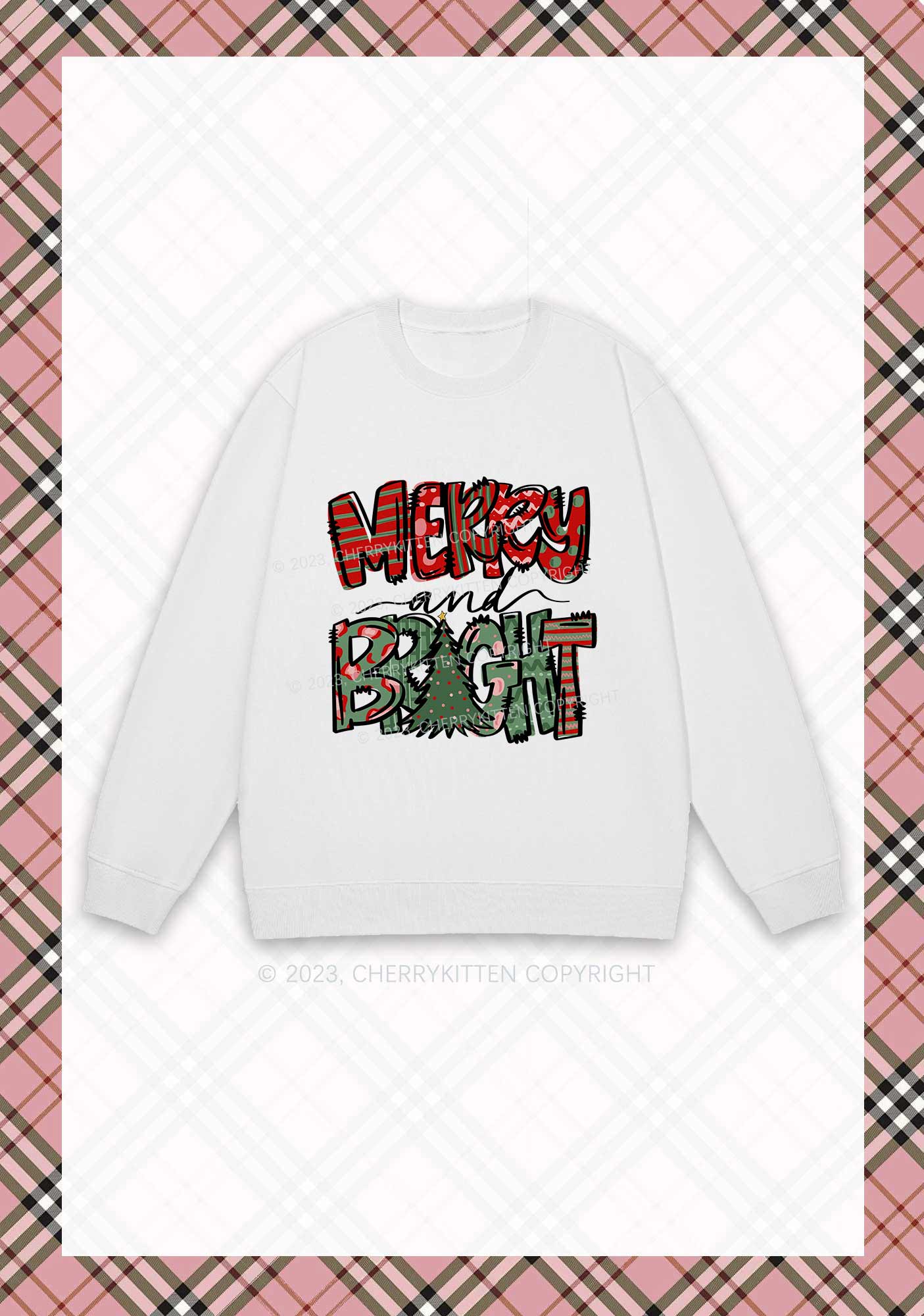 Merry And Bright Christmas Y2K Sweatshirt Cherrykitten