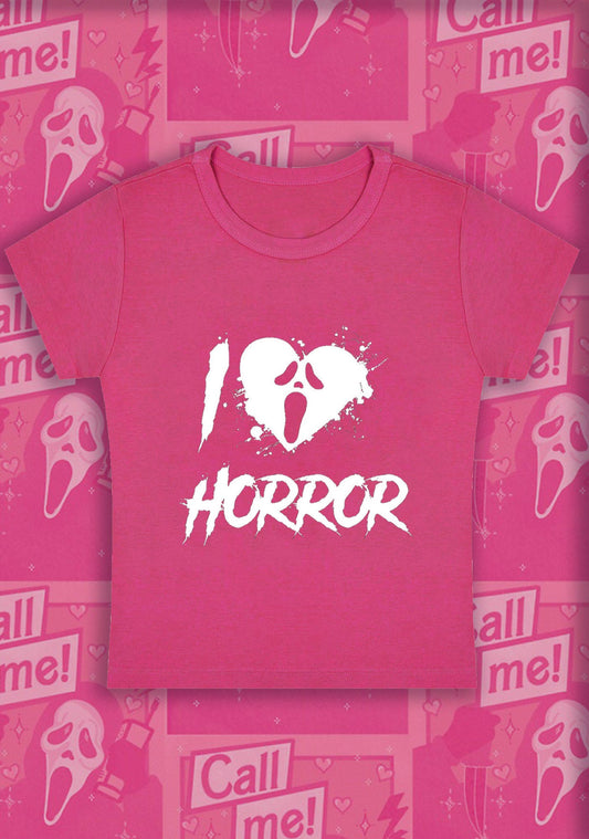 Halloween I Love Horror Y2K Baby Tee