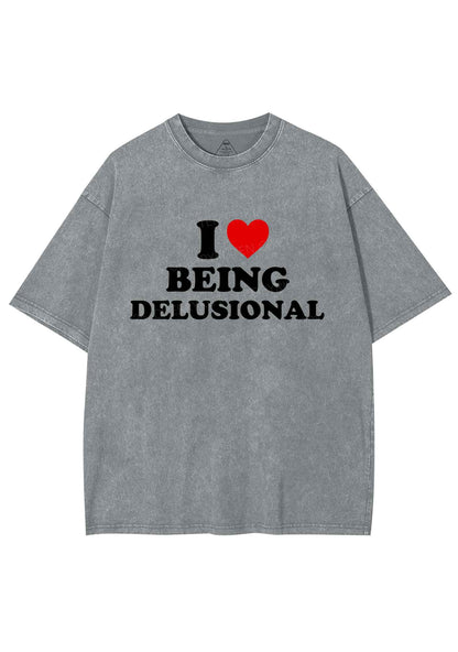 I Love Being Delusional Y2K Shirts Washed Tee Cherrykitten