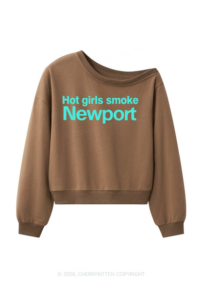 Hot Girls Smoke New Y2K Off Shoulder Sweatshirts Cherrykitten