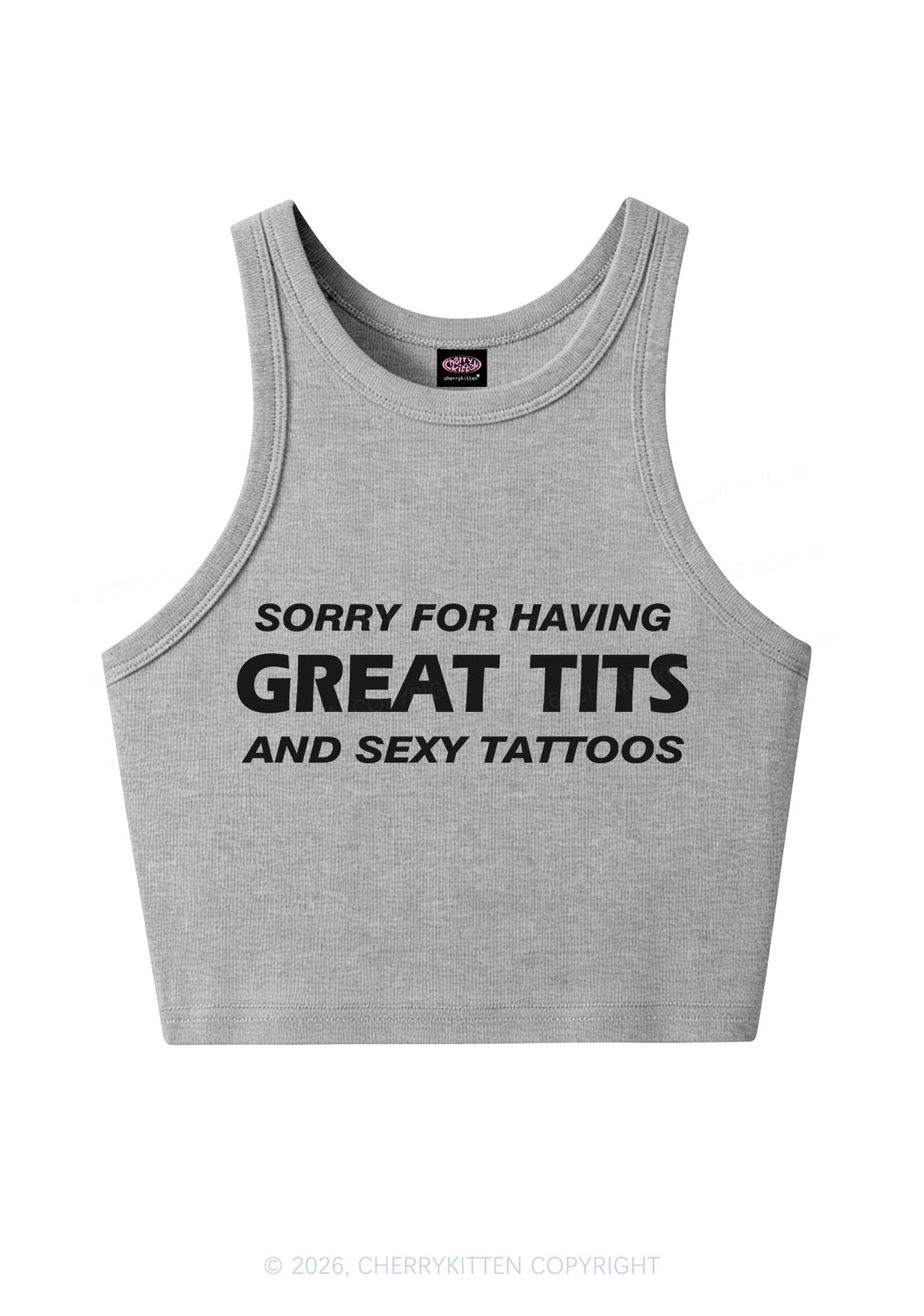 Sorry For Great Txts And Sexy Tattoos Y2K Crop Tank Top Cherrykitten