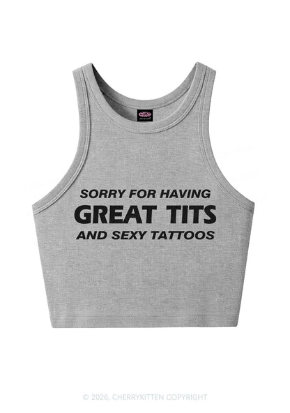 Sorry For Great Txts And Sexy Tattoos Y2K Crop Tank Top Cherrykitten