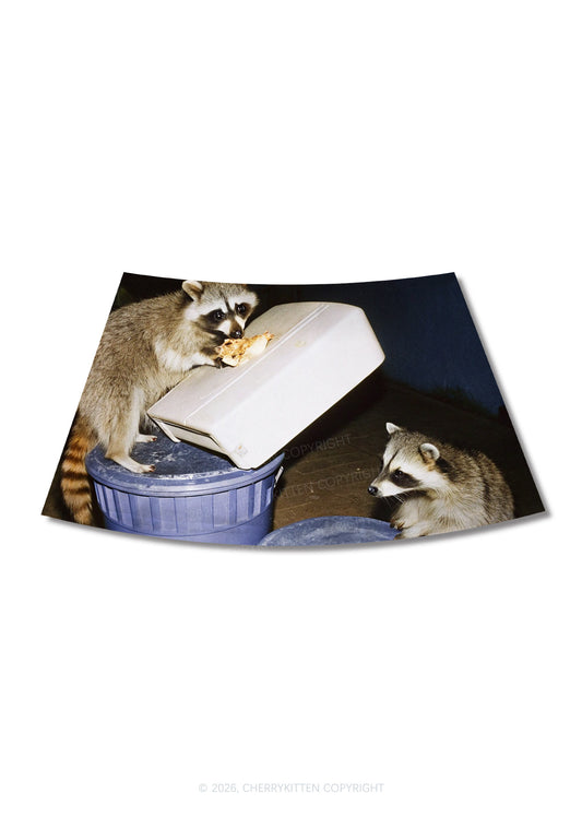 Raccoons Pizza Feast Y2K Print Mini Skirt Cherrykitten