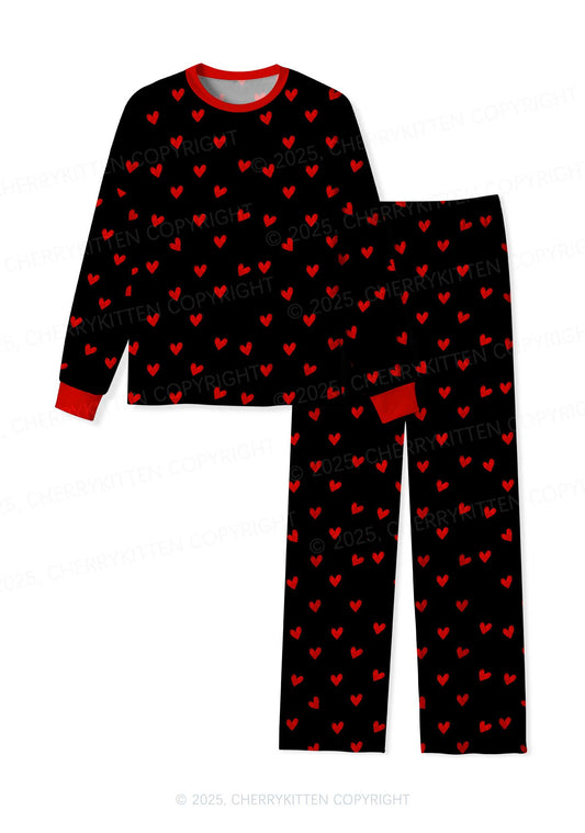 Hearts Fly Valentine's Day Y2K Print Long Sleeve Pajama Set Cherrykitten
